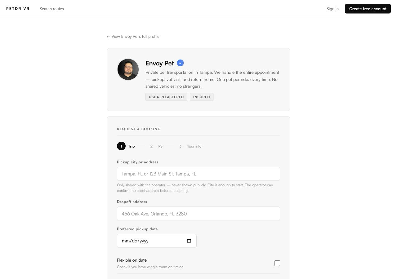 PetDrivr booking confirmed — automated email